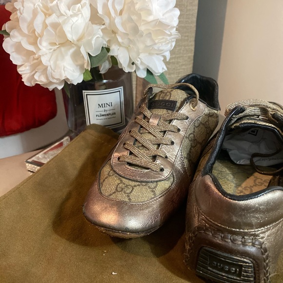 Gucci Leather Trimmed Logo Print Casual Shoes 38 - Picture 4 of 8